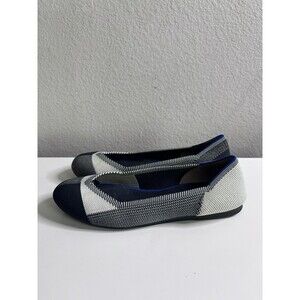 Rothy's The Flat Women's Size 8 US Captoe Black White Round Toe Slip on Shoes